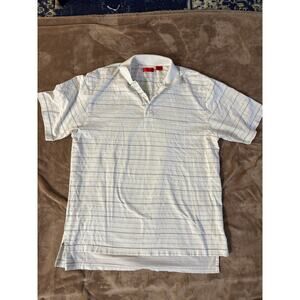 IZOD GOLF Polo Short Sleeve Shirt Striped Men’s Large w Flaw